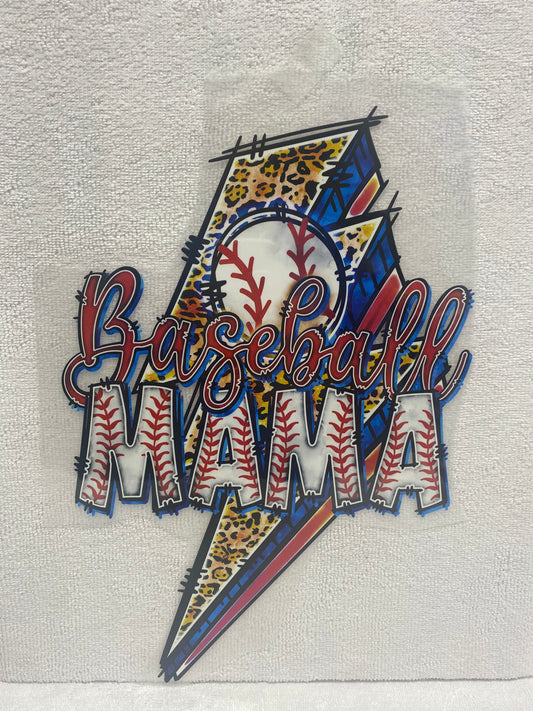 Baseball Mama Lightning Bolt Transfer